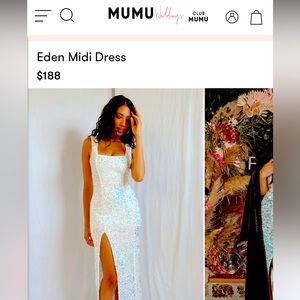 Show Me Your Mumu Eden Midi Dress White Sparkle Sequin